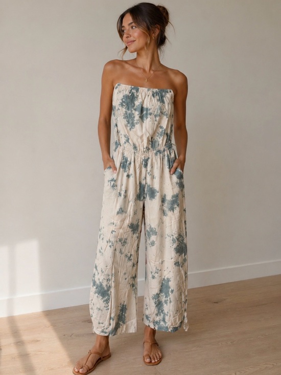 Aakaa Pants - Aakaa woman’s strapless, tie-dye jumpsuit Size S